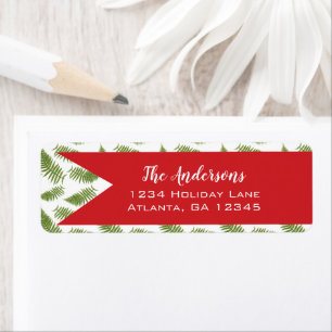 Red and Green Fern Christmas Holiday Return Address Label