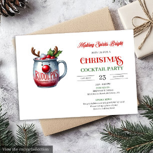 Red and green festive cocktails party invitation