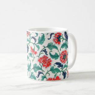 Red and Green Floral Pattern Coffee Mug