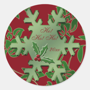 Red and Green Floral Snowflake Sticker
