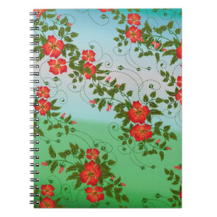 Red and Green Flower Pattern Notebook