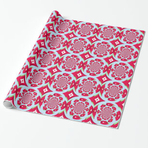 Red and Green Fractal Pattern Wrapping Paper