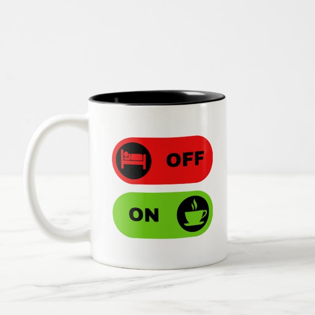 Red and Green Funny Coffee and Start  Two-Tone Coffee Mug (Left)