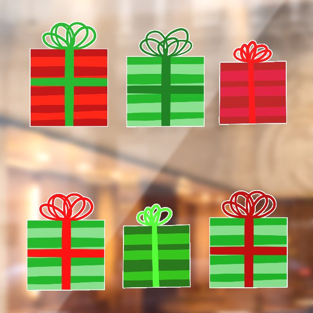 Red and Green Gift Wrapped Presents with Bows (Sheet 2)