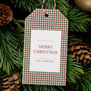 Red and Green Gingham Christmas Gift Tags
