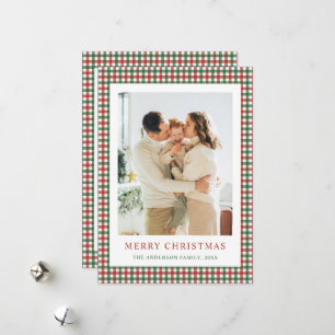 Red and Green Gingham Christmas Photo Holiday Card