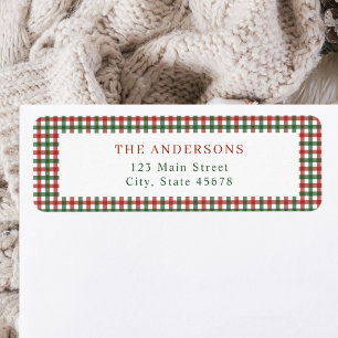 Red and Green Gingham Return Address Label