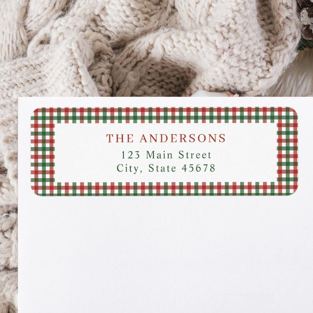Red and Green Gingham Return Address Label (Creator Uploaded)