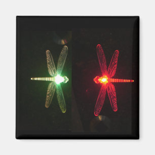 Red and Green glowing dragonflies Magnet