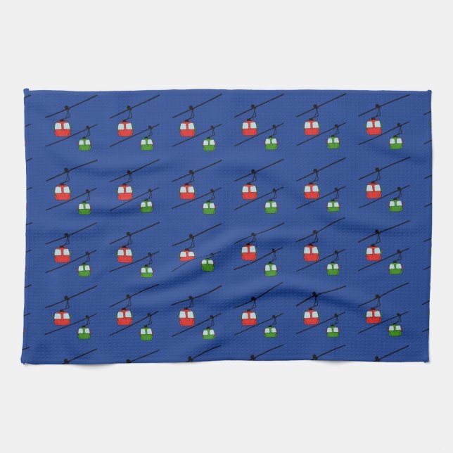 Red and green gondolas kitchen towel  (Horizontal)