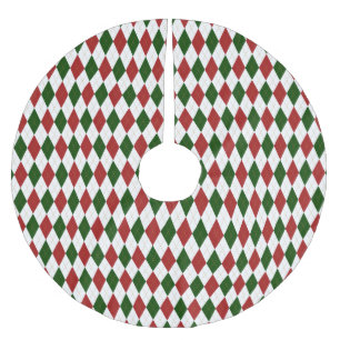 Red and Green Harlequin Diamond Argyle Pattern Brushed Polyester Tree Skirt