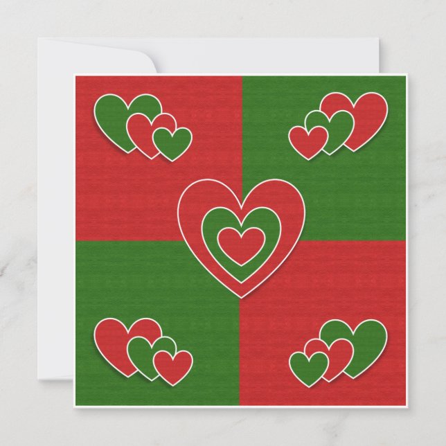 Red and Green Heart Invitation (Front)