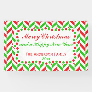 Red and Green Herringbone Christmas Banner
