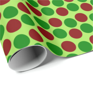 Red and Green Holiday Dots on Bright Green Wrapping Paper