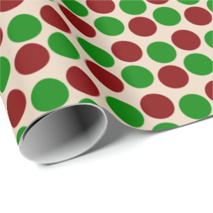 Red and Green Holiday Dots on Tan Wrapping Paper
