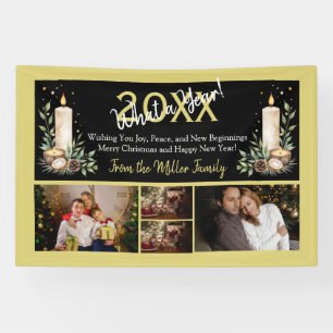 Red and Green Holiday Greeting with Custom Family Banner