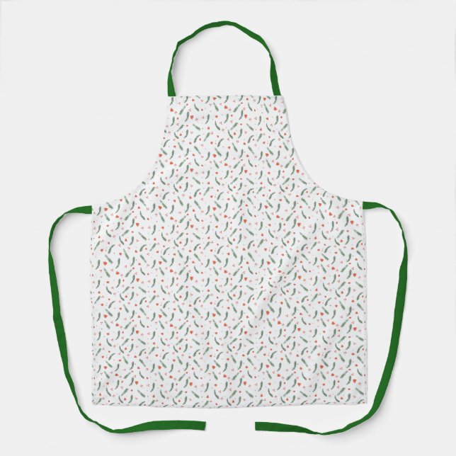 Red and Green Holiday Pattern Apron (Front)