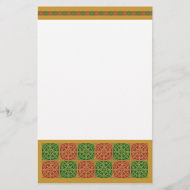 Red and Green Holiday Pattern Stationery (Front)