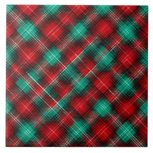 Red and green holiday plaid ceramic tile