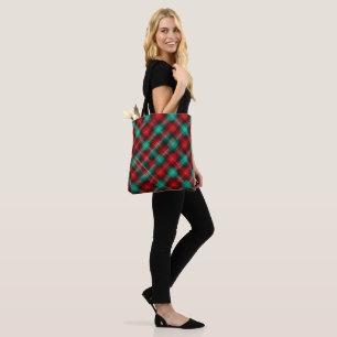 Red and green holiday plaid tote bag