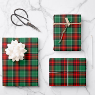 Red and Green Holiday Plaid Wrapping Paper Sheets