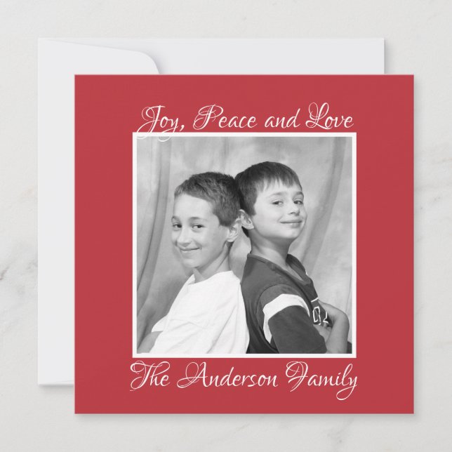 Red and Green Holly Berries One Photo Holiday Card (Front)