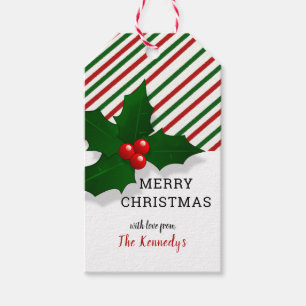 Red And Green Holly  Christmas Gift Tags