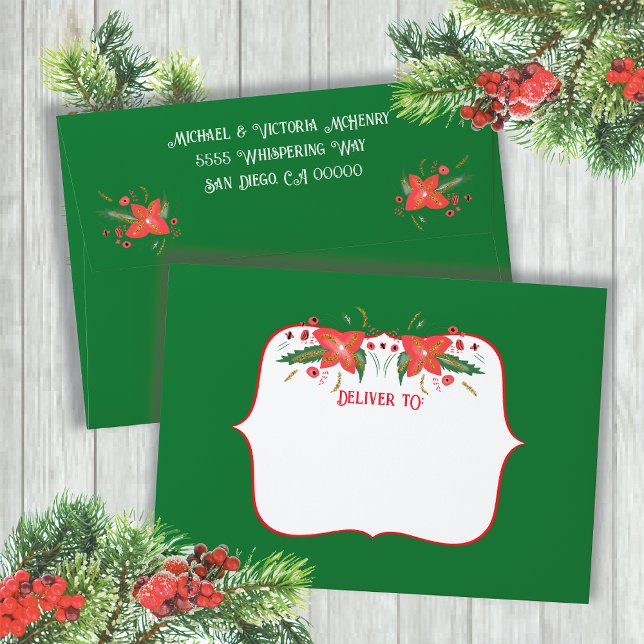 Red and Green Holly Jolly Christmas Card Envelopes (Creator Uploaded)
