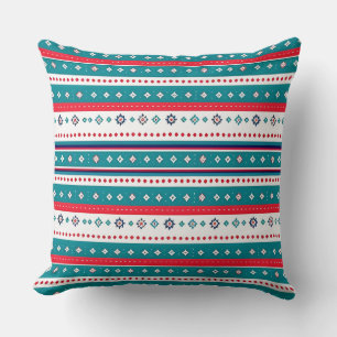 Red and Green Horizontal Stripes Throw Pillow