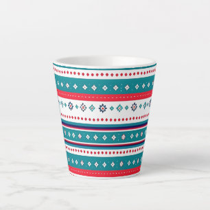 Red and Green Horizontal Stripes Throw Pillow Latte Mug