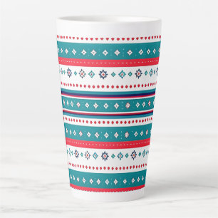 Red and Green Horizontal Stripes Throw Pillow Latte Mug