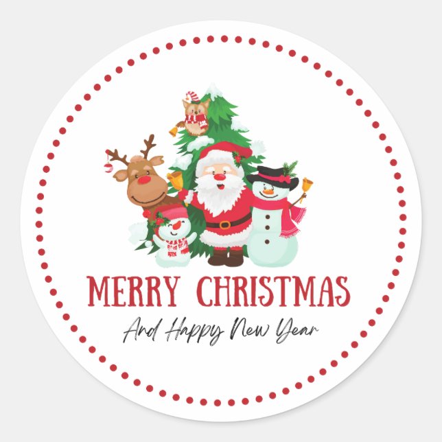 Red And Green Illustration Christmas Sticker (Front)