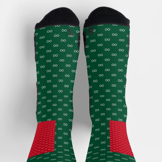 Red and Green Infinity Festive Style Edition Socks (Top)