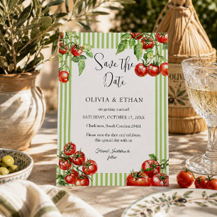 Red and Green Italian Pomodoro Wedding Save The Date