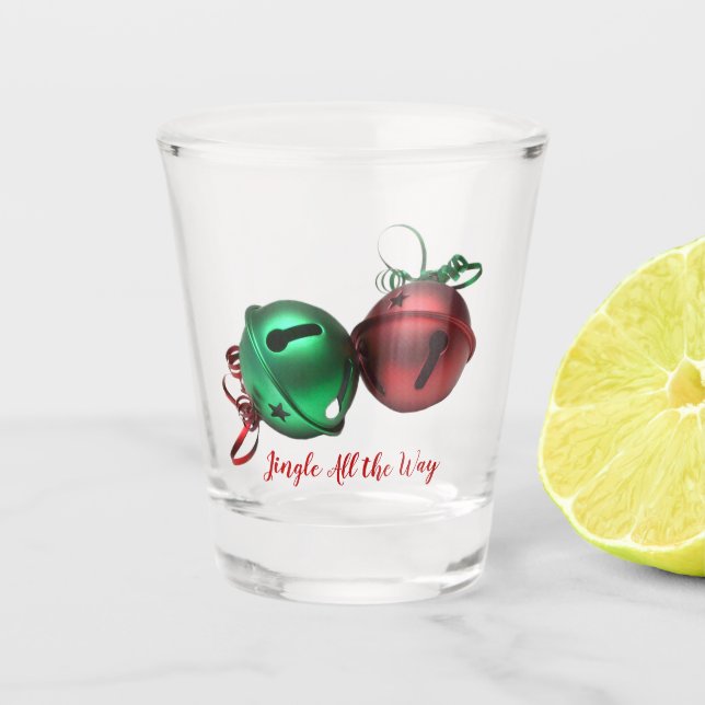 Red and Green Jingle Bells Shot Glass (Front)