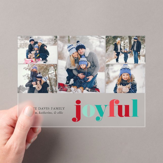 Red and Green "Joyful" Gallery of 5 Christmas Acrylic Invitations (Insitu (Handheld))