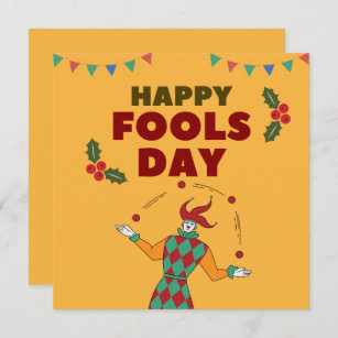 Red And Green Juggling Jester Ceramic  Holiday Card