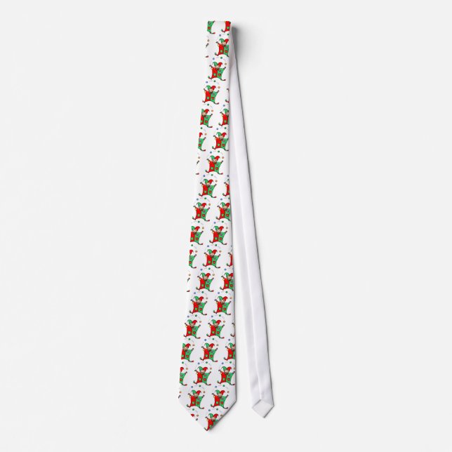 Red and Green Juggling Jester Tie (Front)