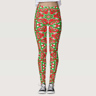 Red and Green Kaleidoscopes Leggings