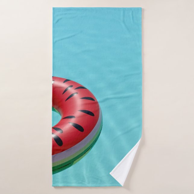 Red and green lifebuoy on swimming pool bath towel (Bath Towel)