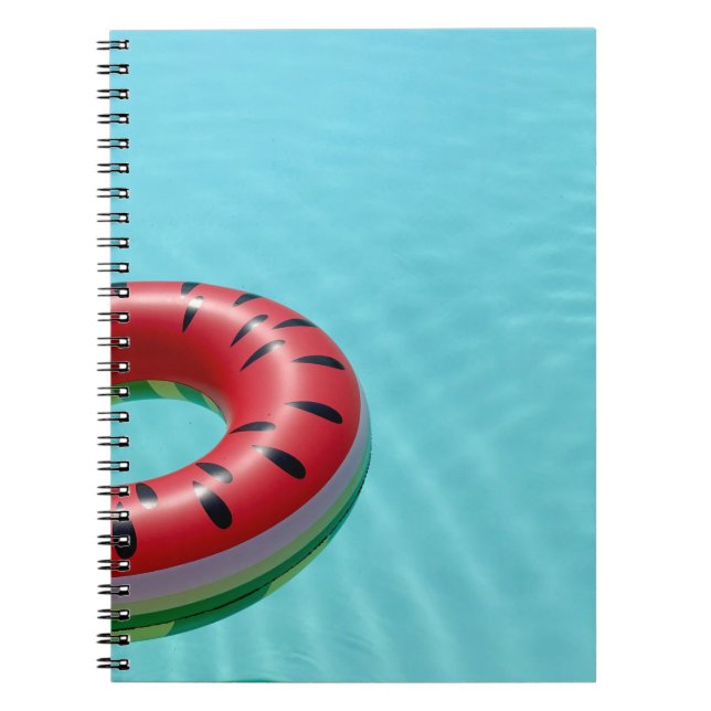 Red and green lifebuoy on swimming pool notebook (Front)