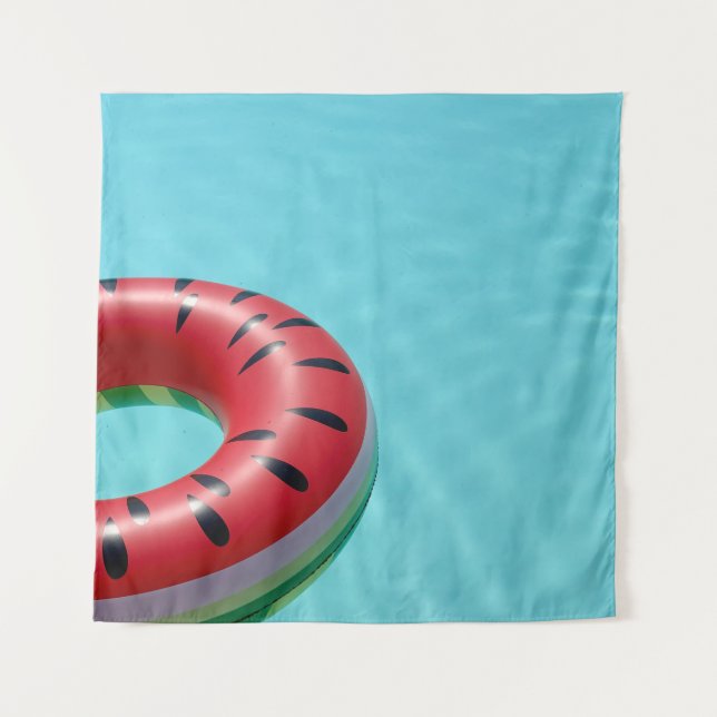 Red and green lifebuoy on swimming pool tapestry (Front)