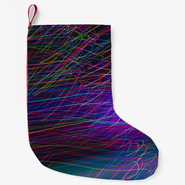 Red and green lines wallpaper small christmas stocking (Front)
