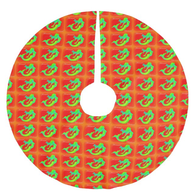 red and green mermaid christmas tree skirt (Front)