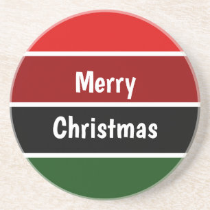 Red And Green Merry Christmas Coaster