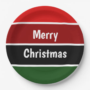 Red And Green Merry Christmas Paper Plate