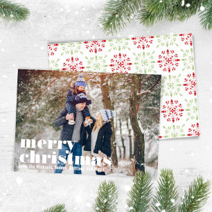 Red and Green Merry Christmas Photo  Holiday Card