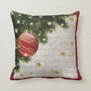 Red and Green Merry Christmas Square Cushion