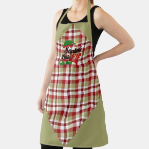 Red and Green Mismatched Plaid Apron