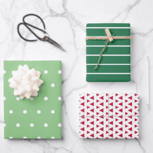 Red and Green Modern Patterns Christmas Wrapping Paper Sheet